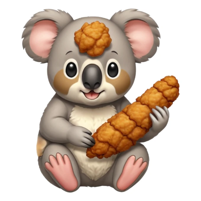 un koala comiendo una pieza de pollo sticker