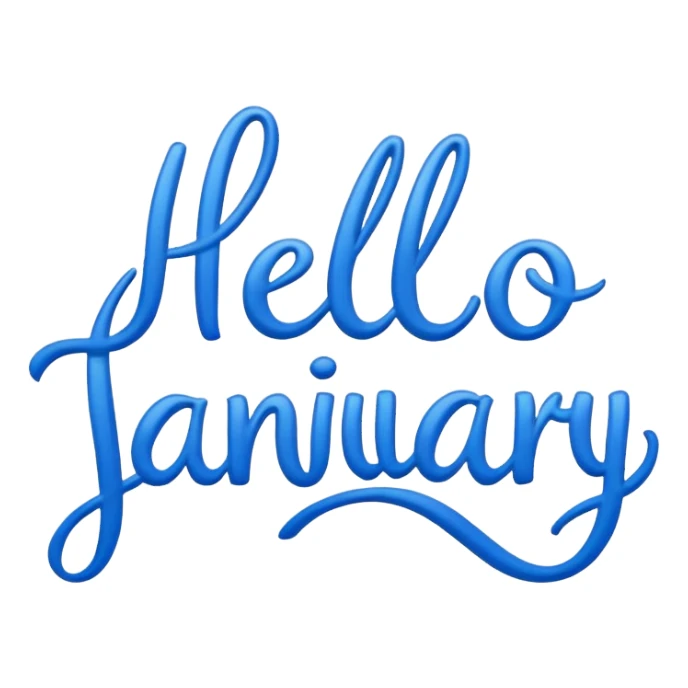 Blue “ hello January “ word sticker