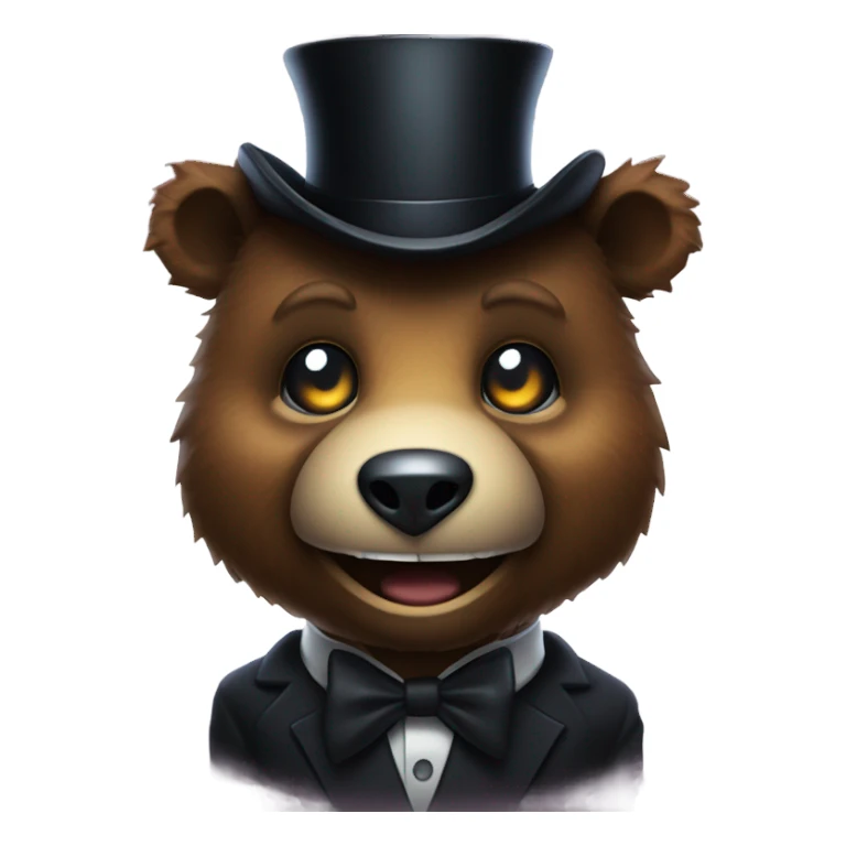 Creepy animatronic bear with a top hat  sticker