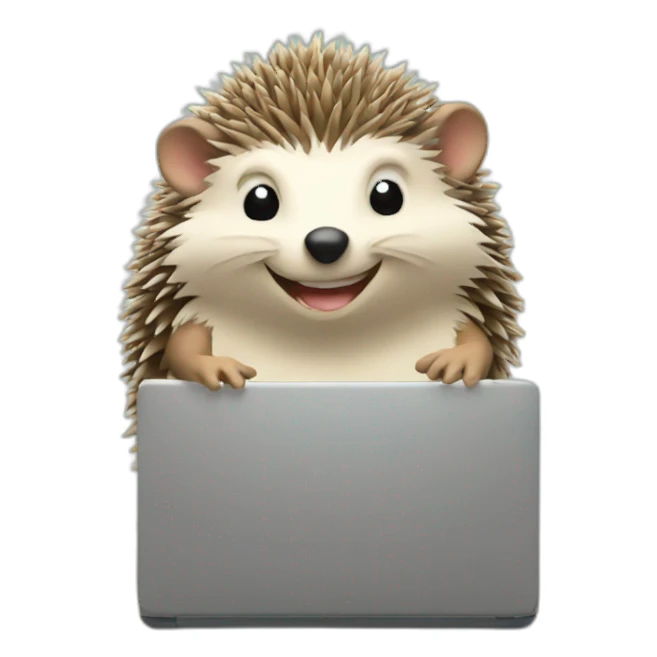 hedgehog working on a laptop smiling sticker
