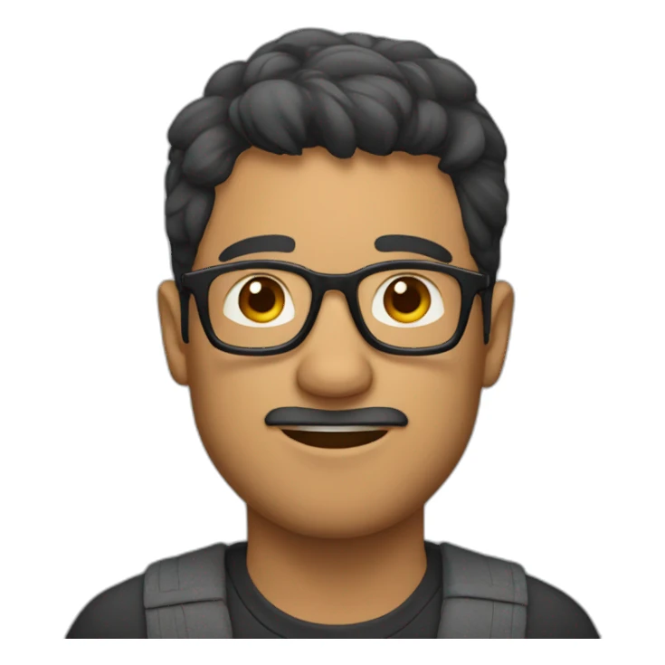 a man with glasses and bear sticker