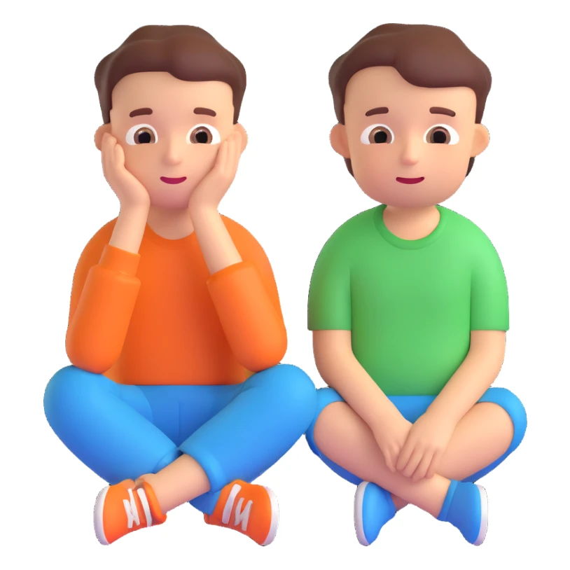 sad boy and happy sticker