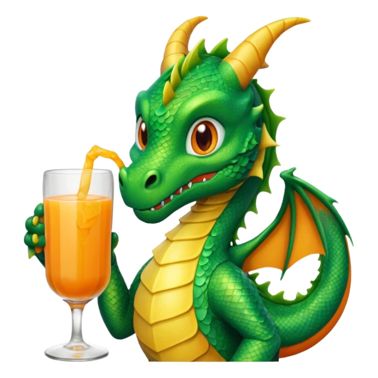Dragon sipping a juice drink sticker