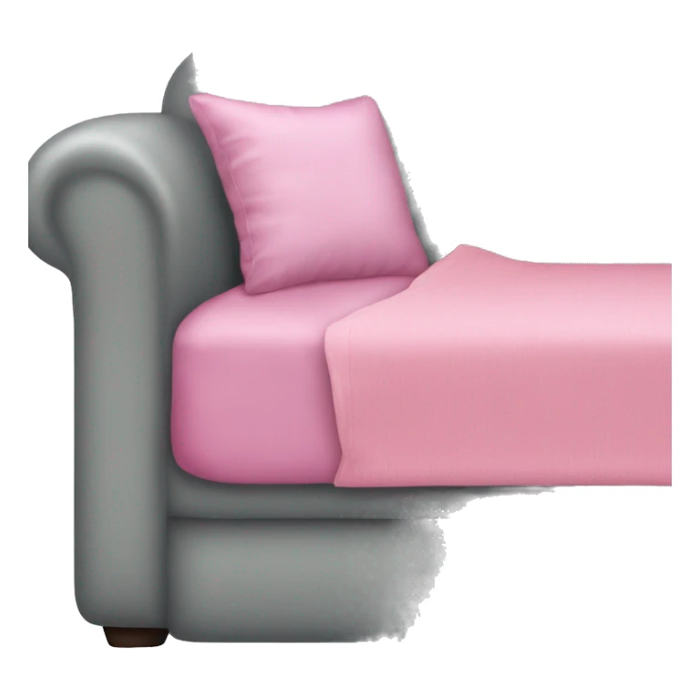 Gray sofa with a pink bedspread sticker