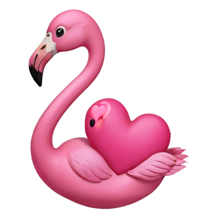 Flamingo holding heart sticker