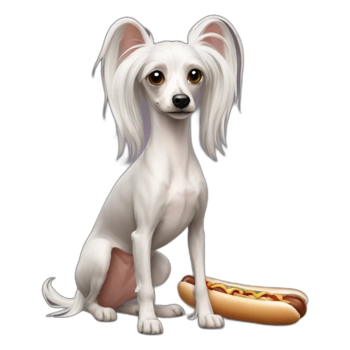 Chinese Crested hot-dog sticker