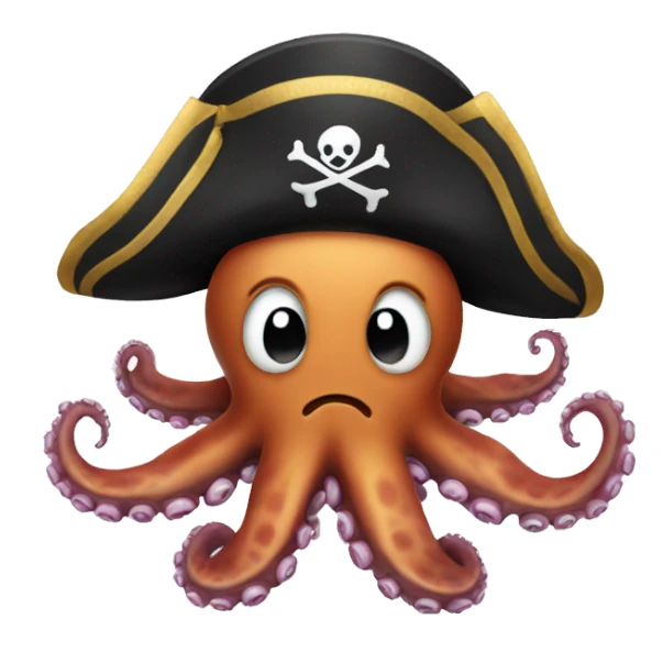 Octopus wearing pirate hat sticker