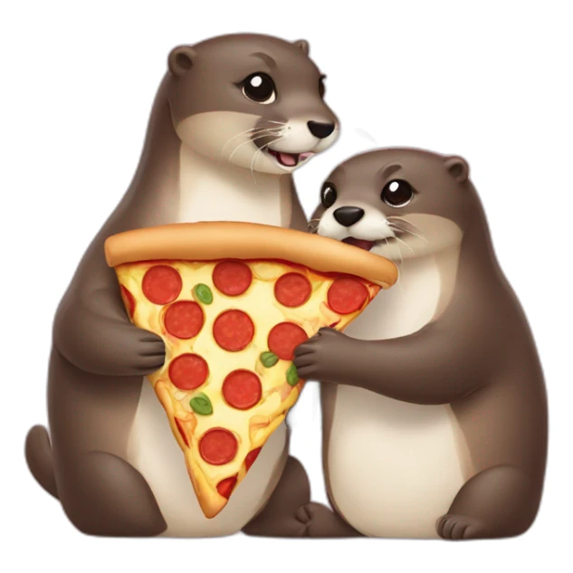 Two Otter eat pizza sticker