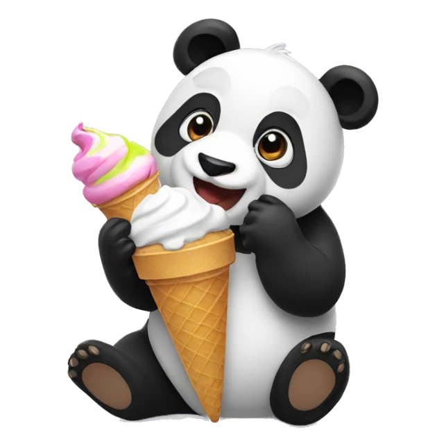 Panda eating ice cream sticker