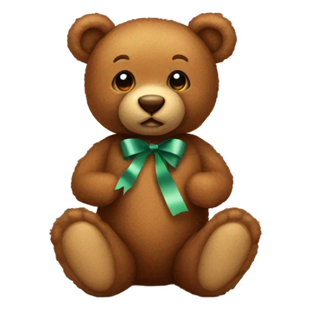 Brown teddy bear with pick ribbon sticker