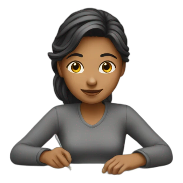 girl working on project sticker