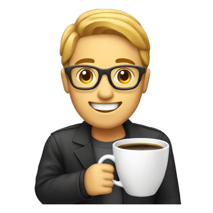 a happy coder with a cup of coffee sticker