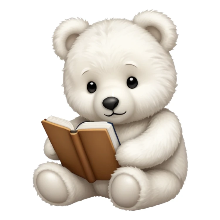 White teddy bear studying  sticker