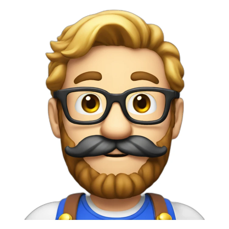 Super Mario with glasses, abd beard sticker