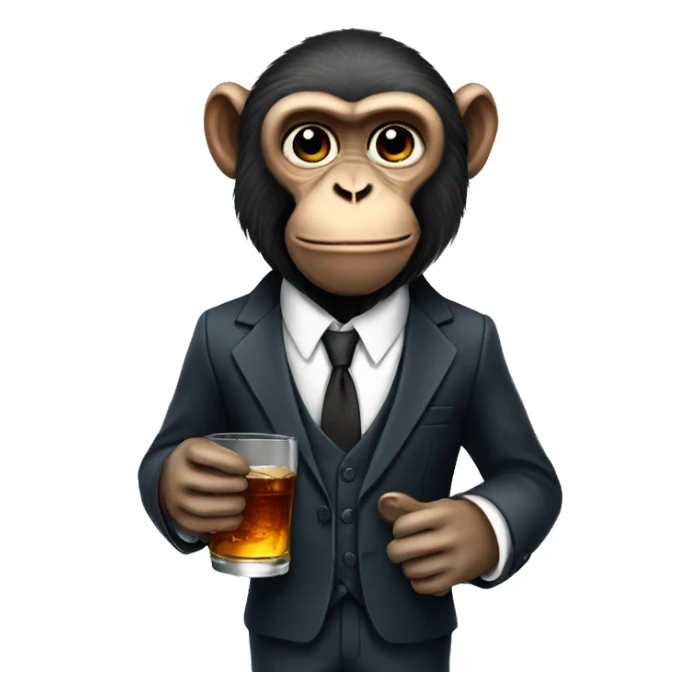 Monkey in a suit drinking whiskey  sticker
