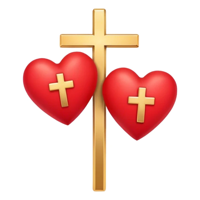 Two red hearts united by a gold cross  sticker