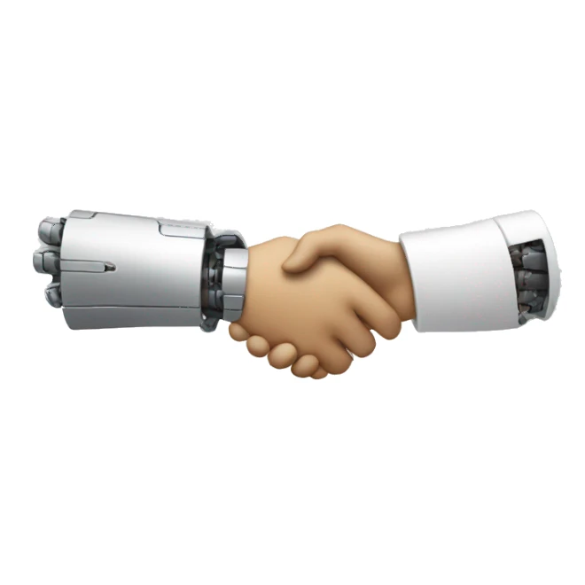 human and robot handshake sticker