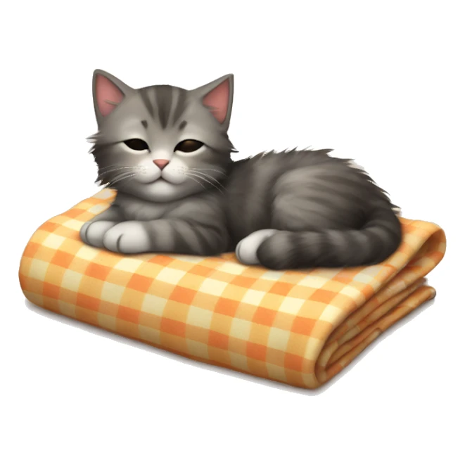 Fluffy kitten sleeping on a blanket sticker