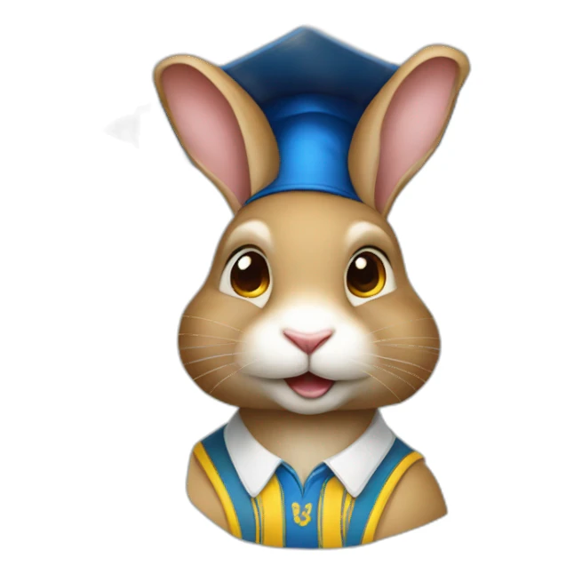 Ukrainian rabbit student in a square academic cap sticker