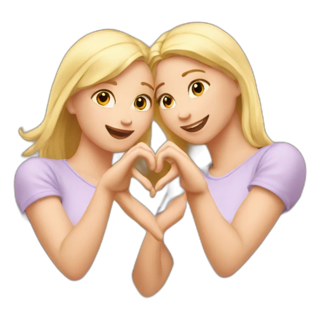 Two blond friends making heart with her hands  sticker