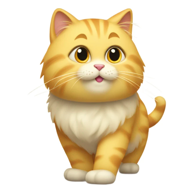 Walking fatty yellow fluffy cat sticker