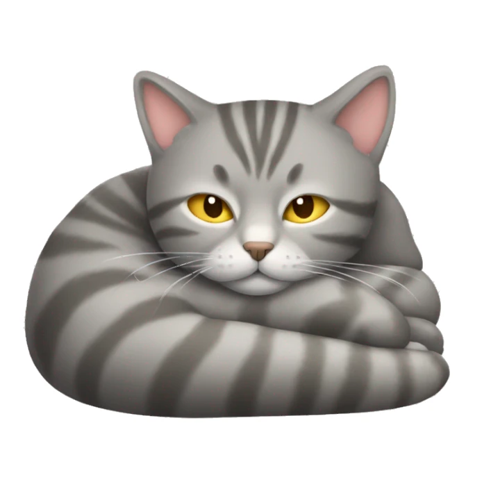 grey tabby cat sleeping sticker