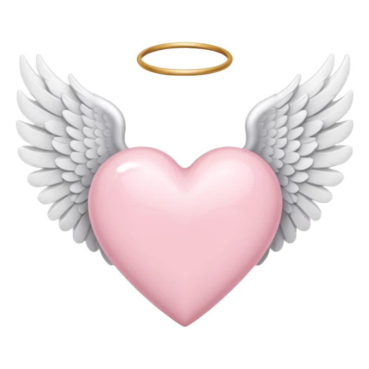Light pink heart with white angel wings sticker