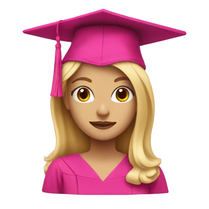 Blonde with a pink graduation cap sticker