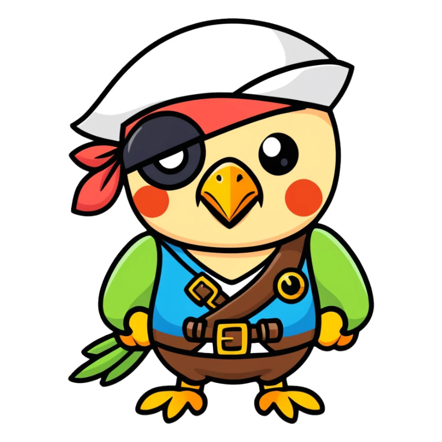 pirate with eye patch and parrot sticker
