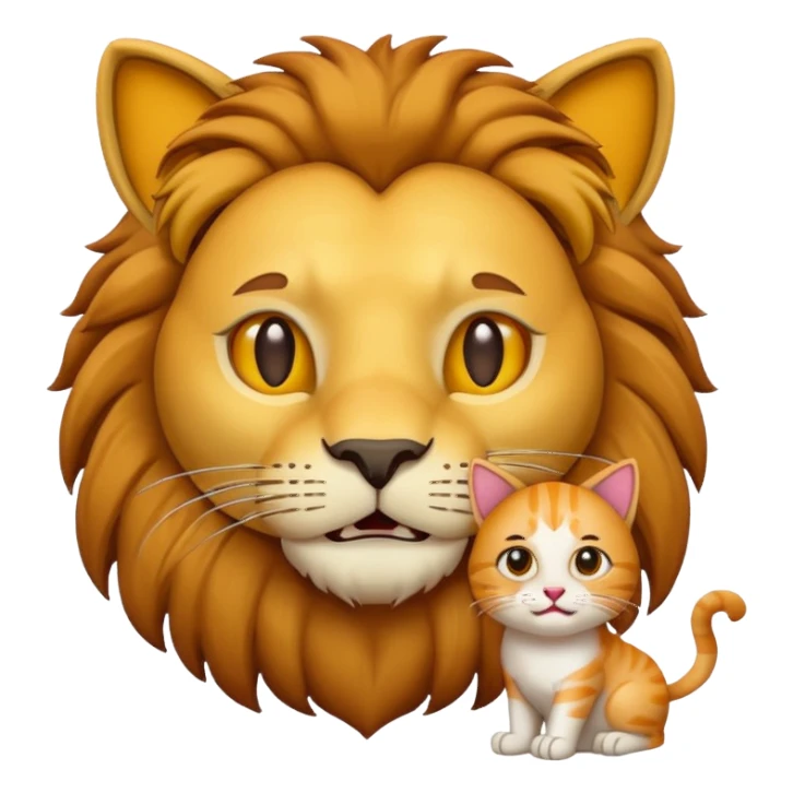 создай эмодзи лев с кошкой  sticker