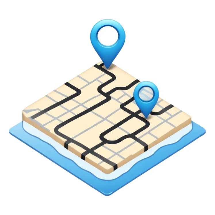 map with a highlighted route, simple and clear sticker