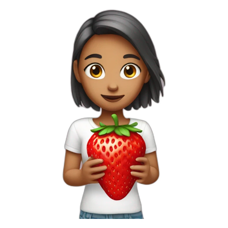 Girl with strawberry sticker