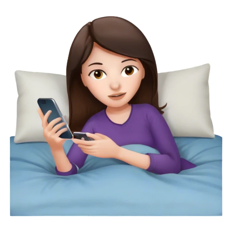 Brunette playing with iPhone laying in bed sticker