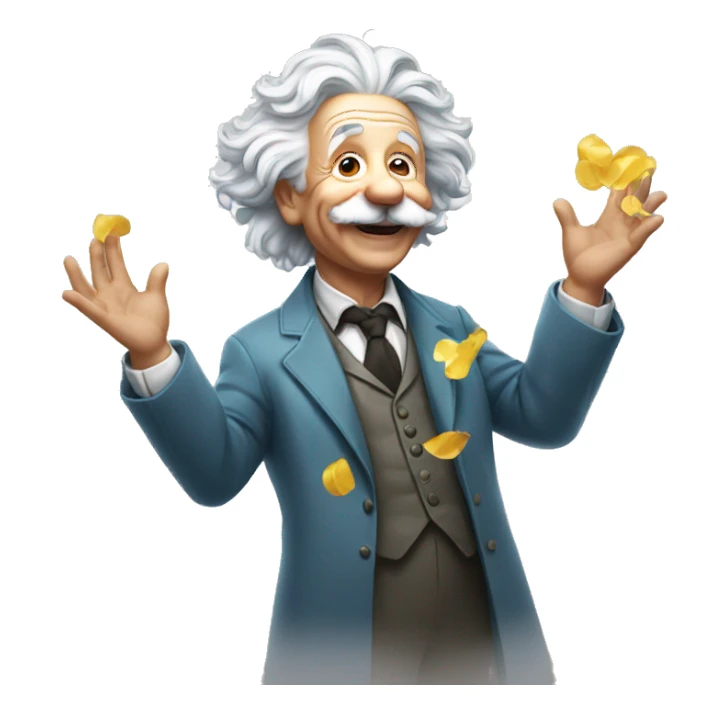 happy albert einstein holding confetti in one hand sticker
