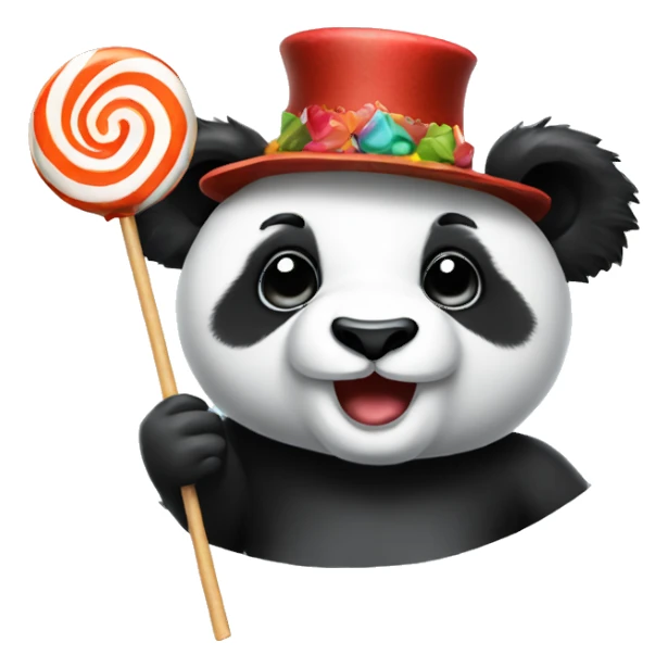 A panda with a lollipop and a crazy hat  sticker