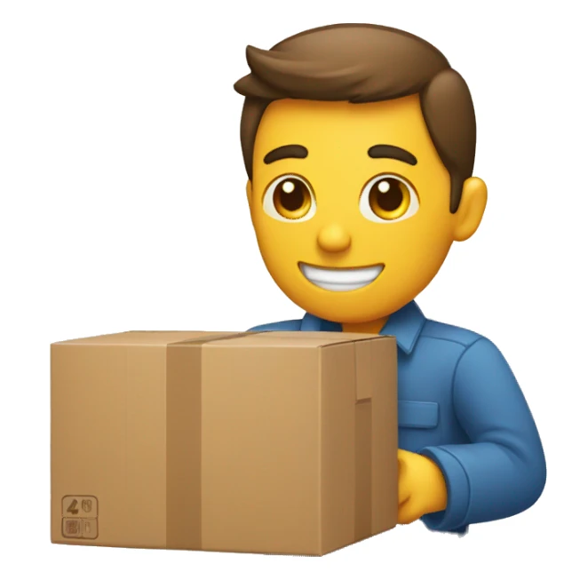 a man packing an item to a box sticker