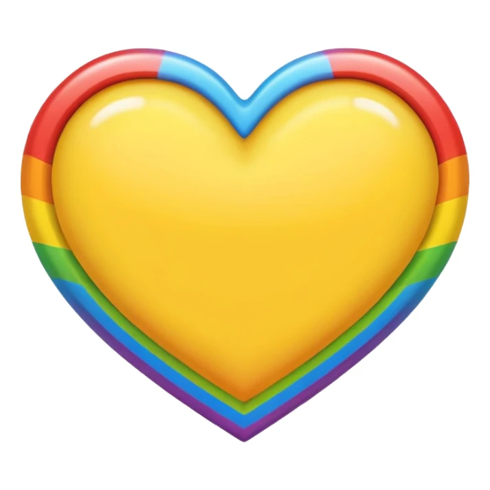 yellow heart with a rainbow border sticker