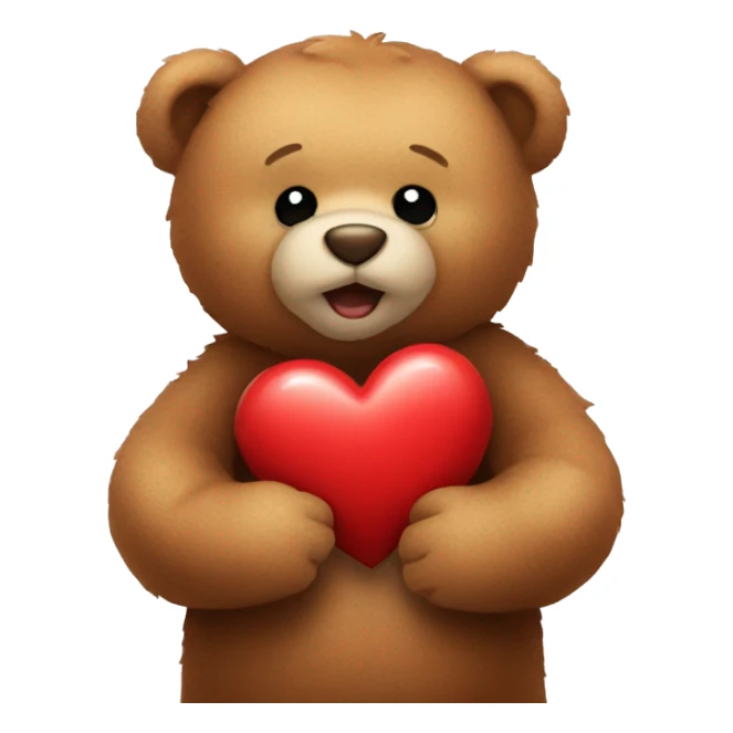 Teddy bear hugging a heart sticker