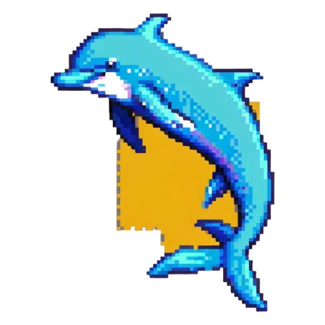 MySQL database logo with dolphin symbol in pixel art sticker