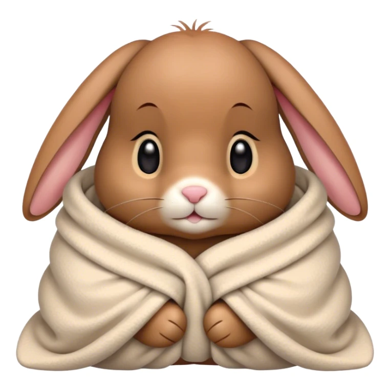 Floppy-eared brown bunny cozy in blanket  sticker
