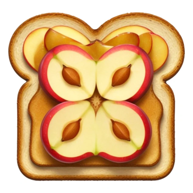 toast with apple slices on top, classic emoji look sticker
