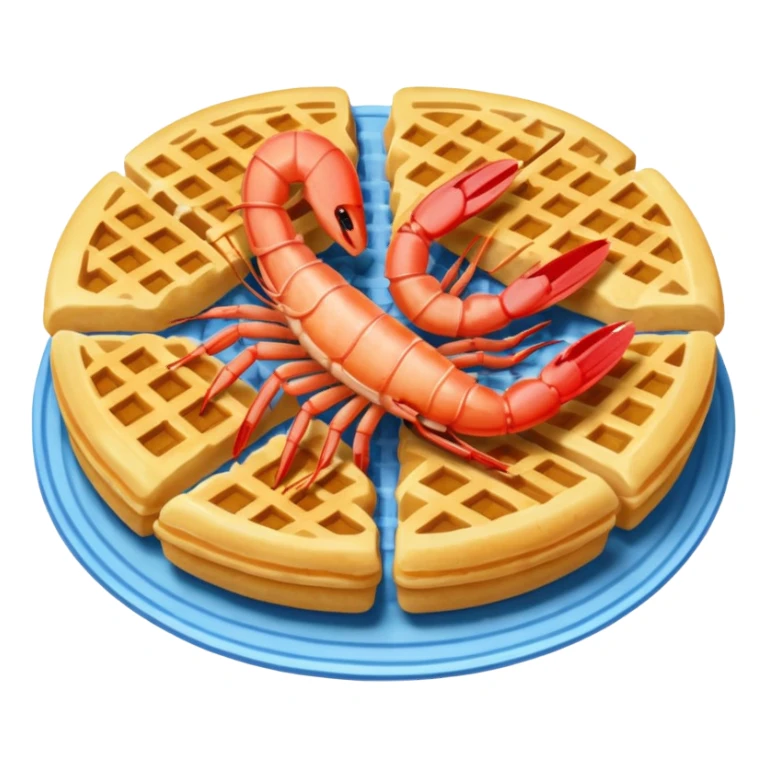 Shrimp with on a blue waffle sticker