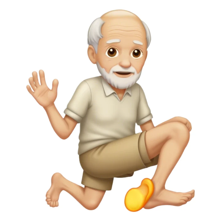 old man holding a foot sticker