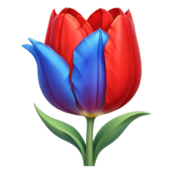 Half red moon and blue tulip sticker
