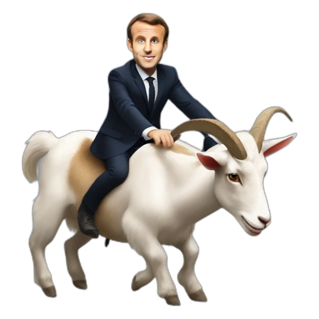Emmanuel Macron riding a goat sticker
