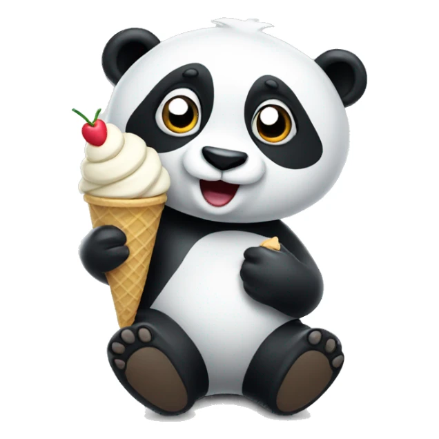 Panda eating ice cream sticker