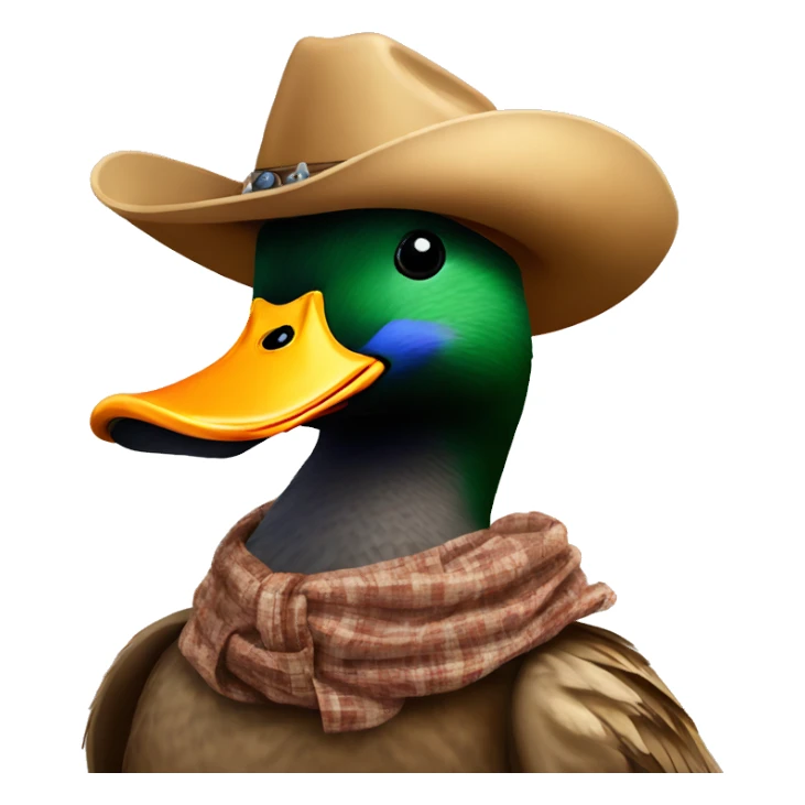 mallard duck with a cowboy hat sticker