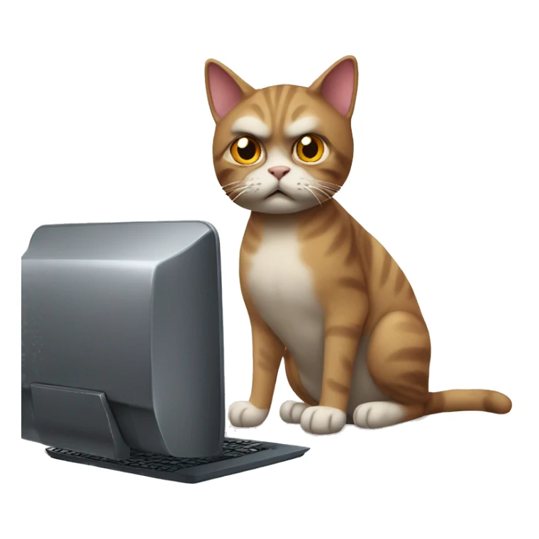 cat angry at computer sticker