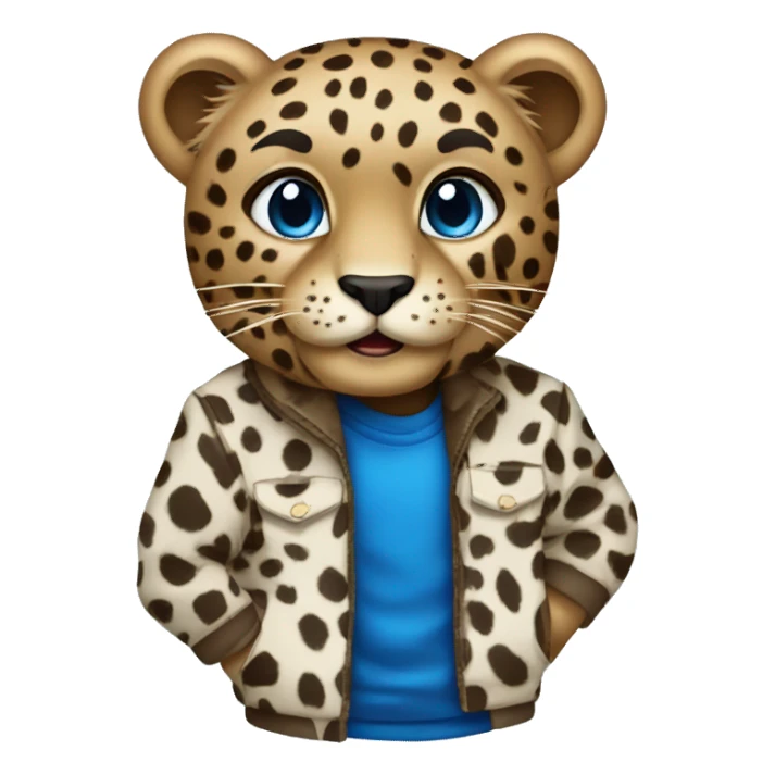 leopardo con ropa azul sticker