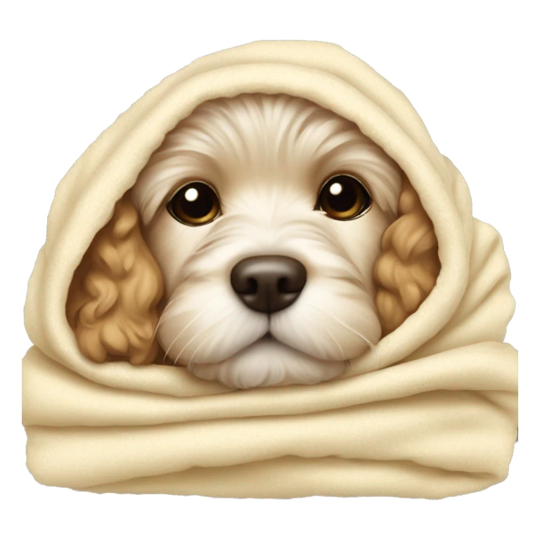 Cream cockapoo puppy sleep in blanket sticker